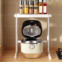 Étagère de rangement extensible à 2 niveaux en métal pour micro-ondes, support de comptoir pour cuisine et salle de bain, étagère de rangement pour casseroles