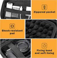 Étui de transport pour appareil photo avec poche en filet et emplacements pour cartes, boîte organisatrice pour appareil photo numérique étanche et antichoc