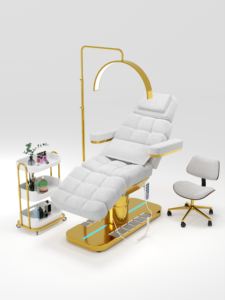Moderne Elektrische Kosmetikliege mit Goldenem Sockel, Gestepptem Kunstleder und 3/4 Motoren, Spa-Behandlungsstuhl und Massageliege - Product Image 3