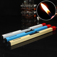 Briquet à gaz métallique classique à flamme nue, rechargeable, allumette lumineuse, écologique, portable pour barbecue et camping en extérieur