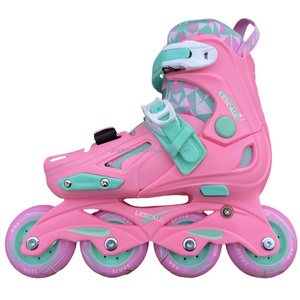 Pattini in Linea <span class=keywords><strong>per</strong></span> Sport all'Aperto, Telaio Blu Rosa, <span class=keywords><strong>per</strong></span> Bambini e <span class=keywords><strong>Adulti</strong></span>, Pattini da Slalom con Guscio Rigido <span class=keywords><strong>per</strong></span> Fitness - Product Image 1