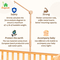 Lit de bébé en bois doux et sûr bras mobile musique douce et jouets en peluche faciles à attacher pour décor de chambre à coucher cintre suspendu ensemble