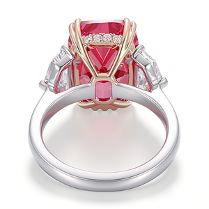 Bague de mariage en or véritable avec diamant de laboratoire rouge taille coussin de 4 carats, certifiée IGI, haute qualité, bijoux personnalisés Provence - Product Image 2