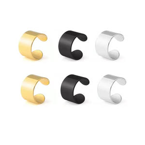 Pendientes con clip para hombre, geométricos, de acero de titanio, color negro, dorado y plateado, estilo callejero sencillo, joyería de moda - Product Image 1