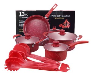 Em Estoque: Novo Conjunto de Panelas Antiaderentes Multifuncionais de 13 Peças (Sopa e Leite) com Frigideira, Utensílios de Cozinha em Magenta e Azul – Ótima Opção para Presente - Product Image 2