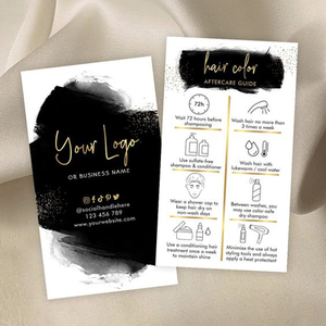 Logotipo impreso personalizado Tarjeta <span class=keywords><strong>de</strong></span> cuidado del cabello <span class=keywords><strong>de</strong></span> color Instrucciones <span class=keywords><strong>de</strong></span> cuidado posterior del cabello teñido Guía del cabello tratado con color <span class=keywords><strong>de</strong></span> peluquería - Product Image 1