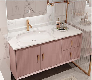 Mobile da <span class=keywords><strong>Bagno</strong></span> Romantico in Rosa Antico con Specchio Intelligente - Product Image 2