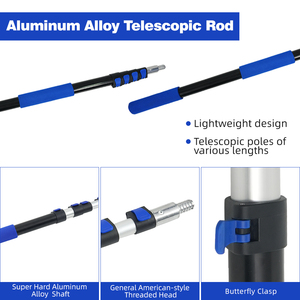 Sistema de Limpieza Telescópico Multiusos de Largo Alcance, con Cepillo para Limpieza de Paneles Solares y <span class=keywords><strong>Limpiacristales</strong></span> - Product Image 4