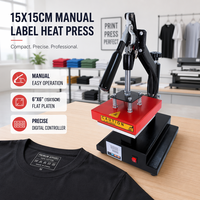 Presse à chaud manuelle 6x6 po (15x15 cm) pour mini-étiquettes, avec plaque épaissie, pour impression par sublimation de logos sur col de T-shirt, matériel de gros