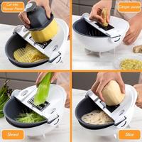 Magic Rotatie Groentesnijder Chopper Met Afvoermand Keuken Snijgereedschap Fruit Shredder Rasp Snijmachine Drop Shipping