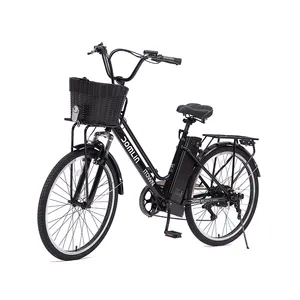 Vélo électrique de haute qualité 250W 26 pouces avec panier pour femmes