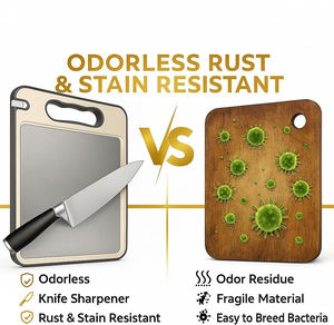 เขียงสแตนเลส 304 สองด้าน ลายฟางข้าว ทำความสะอาดง่าย สำหรับใช้ในครัว - Product Image 2