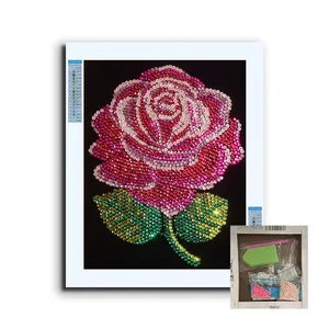 Kit de pintura de diamante 5D para crianças, kit educacional DIY de pintura de diamante rosa 40x50 cm