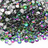 SS6 8 10 12 16 20 30 Kristal Flat Back Non Hotfix Berlapis Warna AB untuk Dekorasi DIY