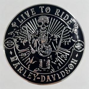 Bouchon de réservoir de carburant de moto avec emblème tête de mort, autocollant décoratif en métal aluminium pour accessoires de carrosserie de voiture et de moto - Product Image 1