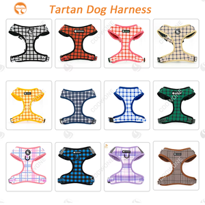Conjunto de Arnés para Perro, Chaleco Transpirable a Cuadros de Lujo, Ajustable, Bordado de Lazo, Correa para Mascotas Pequeñas y Medianas - Product Image 2