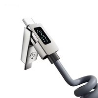 2025 nouveaux produits 240w 4-en-1 affichage numérique ressort rétractable câble de charge rapide en alliage de Zinc 2 mètres câble USB Type C