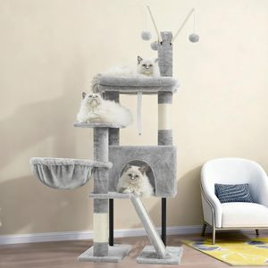 Tower Condo <b>Cat</b> Play Furniture House Wooden <b>Cat</b> Tree Velvet Tree for <b>Cats</b> - Product Image 1