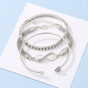 3 Pcs/Set Fashion Gold Plated Zircon <b>Infinity</b> Pattern 8 Number Ajustable <b>Bracelet</b> Set for Women Jewelry - Product Image 5