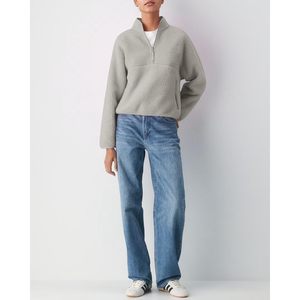 Veste polaire pour femme FOXA, demi-zip, manches longues, coupe courte, chaude, respirante, avec fermetures éclair, pour l'automne et l'hiver - Product Image 3
