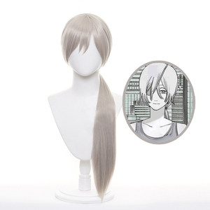 Ainizi - Pelucas de Cosplay de Cola de Caballo Gris Larga y Lisa de 80 cm del Personaje de Chainsaw Man, <span class=keywords><strong>Quanxi</strong></span>, para Niñas - Product Image 1