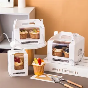 Специальная дизайнерская прозрачная оконная квадратная коробка для кексов, Высококачественная бумажная коробка для кексов с мраморным узором