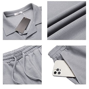 Tuta da ginnastica Casual Casual Casual da uomo a manica corta in cotone pesante semplice elasticizzato - Product Image 6