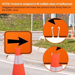 Panneaux de signalisation routière en PVC solide, flèches de circulation orange, 10,4 x 12,6 pouces, haute visibilité, imperméables, durables, pour travaux routiers - Product Image 4