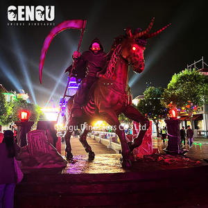 Estatua grande de Halloween Grim Reaper Scythe y Skeleton Horse-Decoración de miedo para interiores y exteriores para suministros de fiesta de Halloween - Product Image 3
