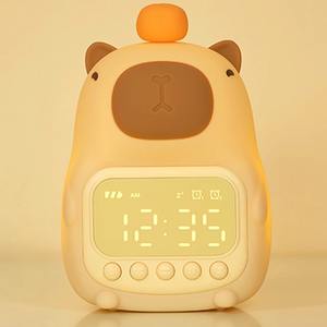 Linda Lámpara Nocturna de Silicona con Forma de Capibara, Reloj Despertador Digital Recargable, Lámpara LED Táctil con Función de Repetición, Reloj de Mesa Siempre Encendido - Product Image 3