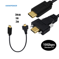 Câble d'extension USB 3.1 type-c mâle à femelle avec vis de montage du panneau 10Gbps câble USB C à 90 degrés plaqué or