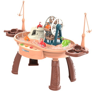 Juguetes de exterior 2 en 1: Mesa de pesca con rueda de la fortuna y juguete de simulación, juguetes electrónicos educativos, juego de fregadero STEM para niños - Product Image 1