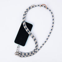 Cordon de téléphone portable portable et étanche en polyester tressé rayé multicolore de 7 mm réglable pour les voyages et l'usage quotidien (sans étui de téléphone)