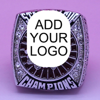 Personnalisez votre bague de champion en or avec logo, cristaux et strass, style décontracté/sportif, unisexe