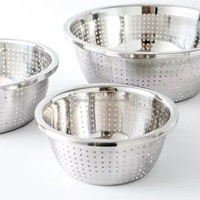 Panier passoire pliable en acier inoxydable 201 de 18 cm, compatible lave-vaisselle, pour le lavage du riz, des légumes et des fruits, avec bols mélangeurs