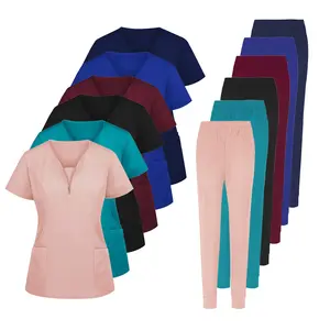 Conjuntos de uniforme de LICRA personalizados para mujer, uniformes médicos, ropa de hospital de talla grande