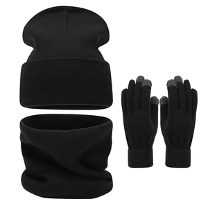Lot de bonnets et gants d'hiver avec cache-cou, personnalisable avec logo, pour enfants et adultes, en acrylique <span class=keywords><strong>tricot</strong></span>é, ensemble bonnet, écharpe et cache-cou - Product Image 2