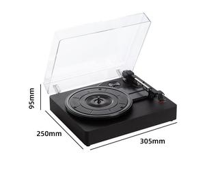 Tourne-disque <span class=keywords><strong>vinyle</strong></span> rétro en bois de marque OEM <span class=keywords><strong>pas</strong></span> <span class=keywords><strong>cher</strong></span>, style gramophone vintage, avec enregistreur BT 5W et 2 haut-parleurs, moule privé - Product Image 5