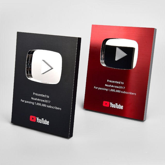 YouTube Trophy Style Metal Award Plaque  for Annual Events 2025 Best Sale Metal Plaque Custom Trophy Awards