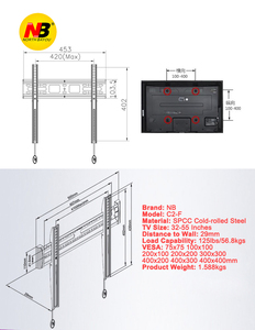 Nb-Soporte de pared de TV LED LCD de 32 y <span class=keywords><strong>55</strong></span> pulgadas, soporte de pared para TV de 32 "y <span class=keywords><strong>55</strong></span>", para TV UHD - Product Image 5