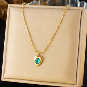Heart Shape Rhinestone Pendant Necklace Gold Tone Bezel Setting Clavicle Chain Gift Jewelry N3304 - Product Image 5