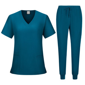 V Neck Elastic <b>Scrub</b> Suit Split Set Unisex Moisture Wicking Hospital Uniforms For Nurses Doctors - Product Image 2