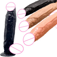 Dildo coloré avec ventouse, jouet érotique en gelée souple, en caoutchouc noir, masturbateur super grand format