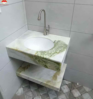 Usine Yunfu marbre blanc personnalisé avec des veines vertes grandes dalles pour salle de bain vanité bassin marbre meubles décoration