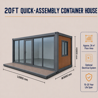 Maison conteneur moderne préfabriquée de 20 pieds, modulaire, écologique et économe en énergie, avec mur-rideau en verre