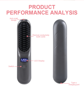 <span class=keywords><strong>Brosse</strong></span> lissante sans fil personnalisable, peigne chauffant <span class=keywords><strong>en</strong></span> céramique PTC portable pour les voyages - Product Image 3