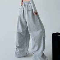 Pantalon cargo décontracté ample personnalisé pour femmes Pantalon baggy gris Pantalon de survêtement à jambes larges pour femmes