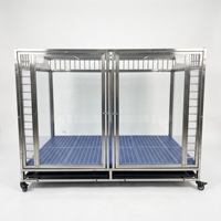 Cage pour chien Overlord Small Fat Dog, cage pour chien en acier inoxydable et verre résistante aux morsures, niche intérieure durable pour chien avec plateau intégré