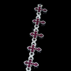 Premium Hip Hop Vvs Moissanite 8mm <b>Infinity</b> Link Cross Cuban Bracelet 925 Sterling Silver Street Bling Moissanite Bracelet - Product Image 3