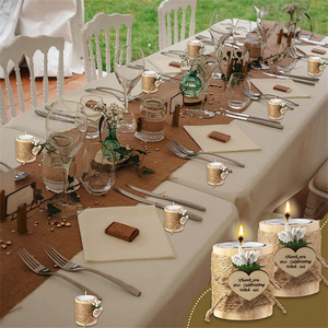 Ensemble de 12 bougeoirs bon marché, bougeoirs en <span class=keywords><strong>bois</strong></span> faits à la main avec fleurs artificielles pour cadeaux de mariage - Product Image 4